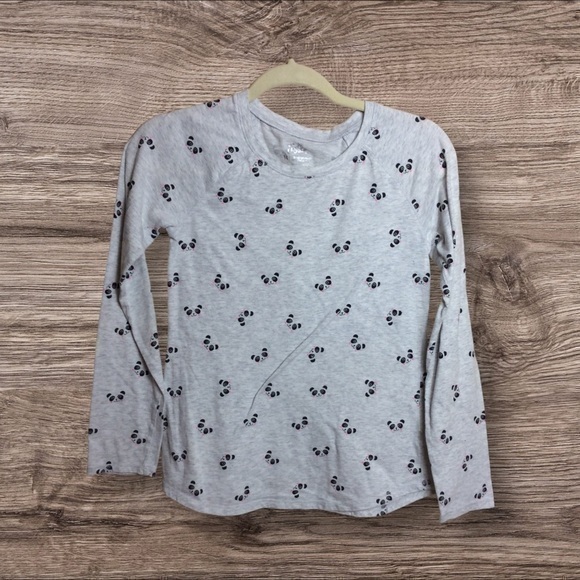 Justice gray long sleeve panda T-shirt. Size 14. - Picture 1 of 6